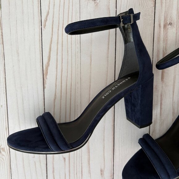 Kenneth Cole ‘Lex’ Heeled Sandal, Suede, Marine, sz 8 - Picture 1 of 12